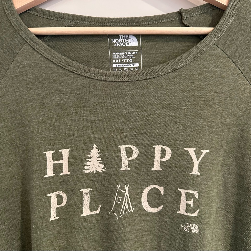 The North Face Olive Green "Happy Place" Long Sleeve Tee - Picture 4 of 6